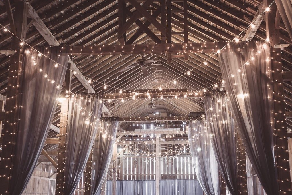 Sparkling wedding ceremony lights and decoration