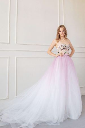 Blush and pink wedding dress