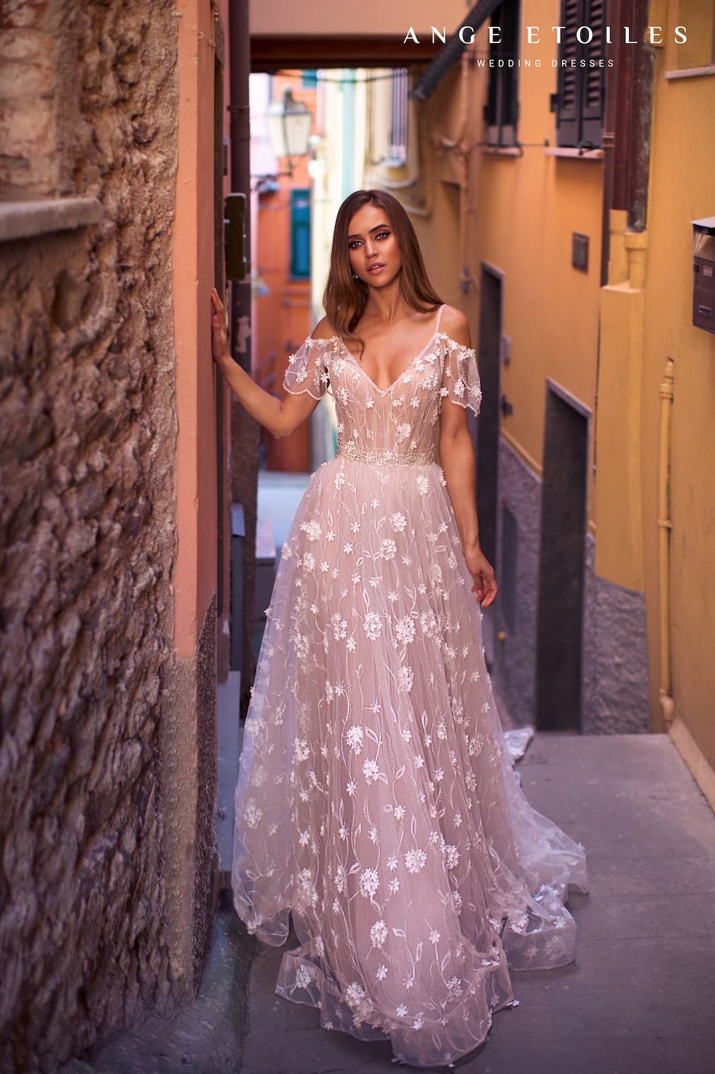 A-line Lace Floral Pink Wedding Dresses, Flower Elegant Wedding Gowns, –  ClaireBridal