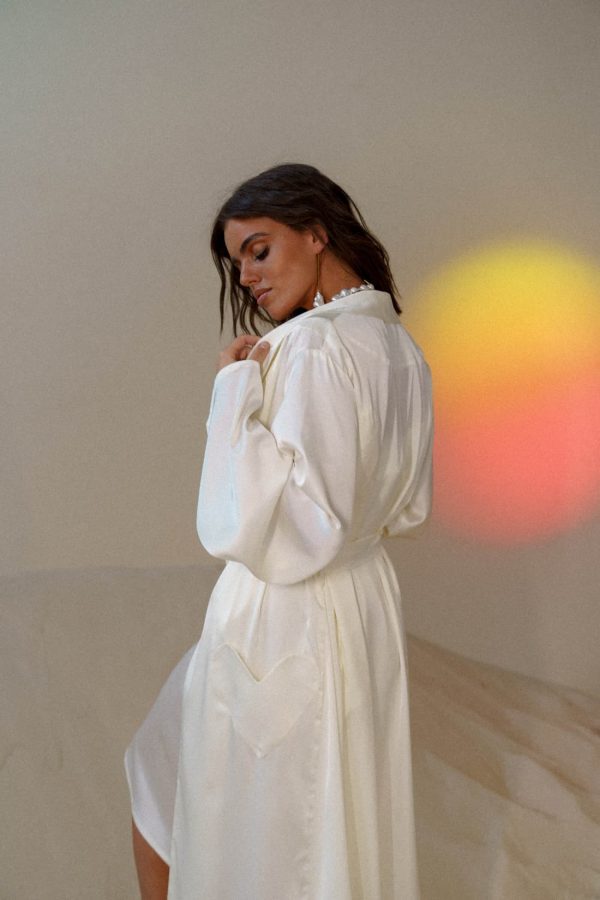 dressing gown wedding Leo by rara avis with long sleeves and belt, image 1