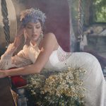 Rara Avis Asymmetrical sleeve wedding dress Shantal at Dell'Amore Bridal, NZ.5