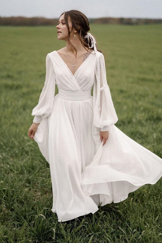 Sheath Lace Boho Wedding Dresses with Removable Sleeves VW1092 – Viniodress