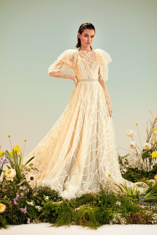 Rara Avis elegant long sleeves wedding dress Bella with a train at Dell'Amore, Auckland, NZ.4