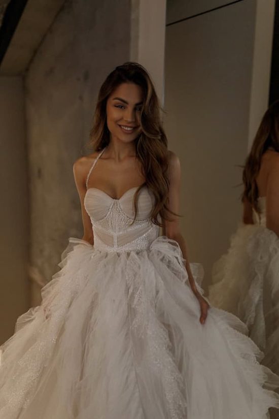 Rara Avis dreamy princess wedding dress Paskal with puffy skirt with layers at Dell'Amore , Auckland, NZ.1