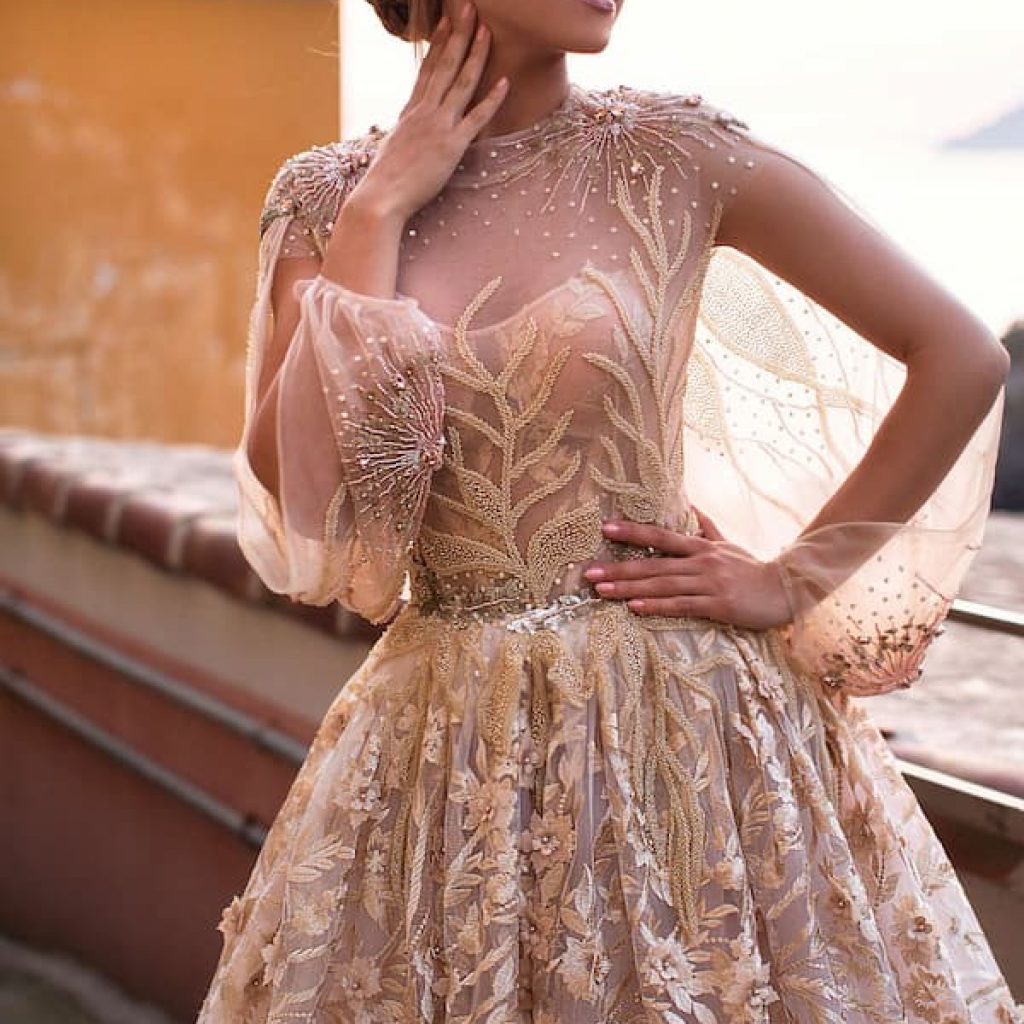 Elira gold wedding dress from Dell’Amore Ali D’amore Collection