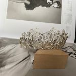 modern silver tiara with crystals and flowers from rara avis designer