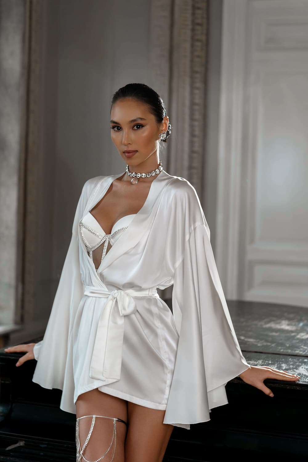 Silk undergarments and sexy robe