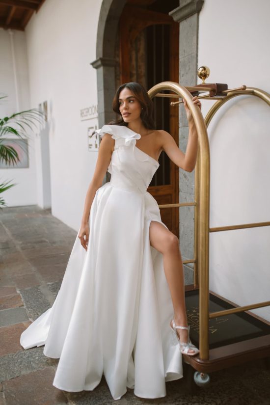 Sliming Satin V-Neck Beach Boho Wedding Dress – TulleLux Bridal Crowns &  Accessories