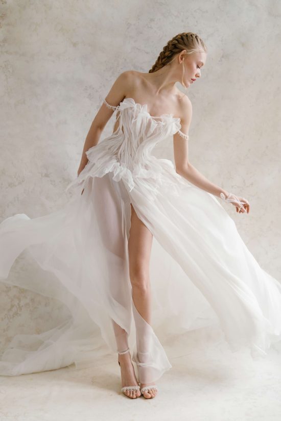 Rara Avis new trend wedding dress Minerale with detachable sleeves at Dell'Amore Bridal, NZ.4