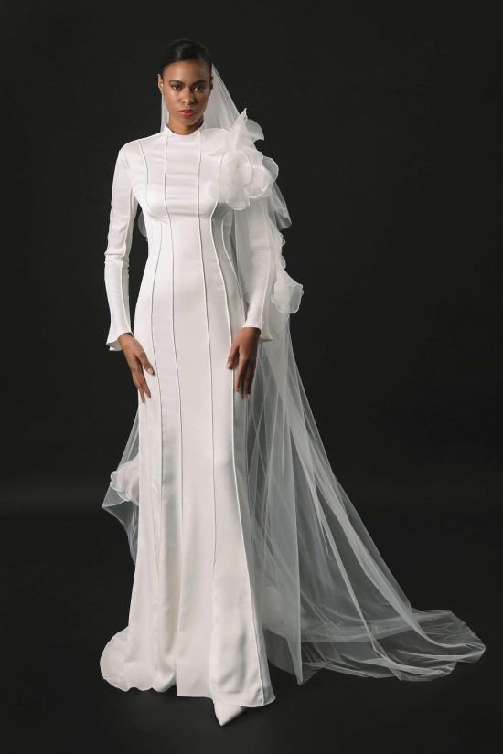 Rara Avis elegant fitted wedding dress Mistral at Dell'Amore Bridal, NZ.1