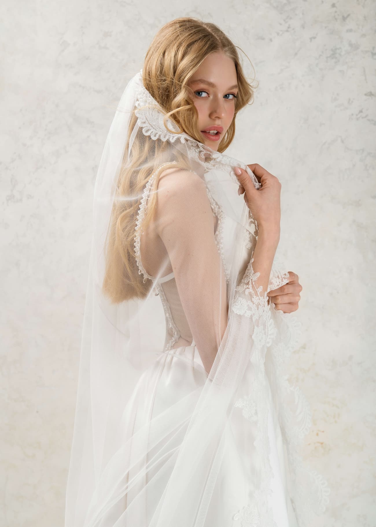 Rara Avis A-line satin couture wedding dress Murex at Dell'Amore Bridal, NZ. 6