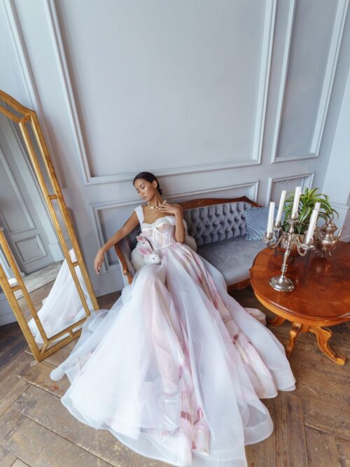 Multicoloured princess wedding dress Veronika by Rara Avis with a glittering A-line skirt and sweetheart top. 4