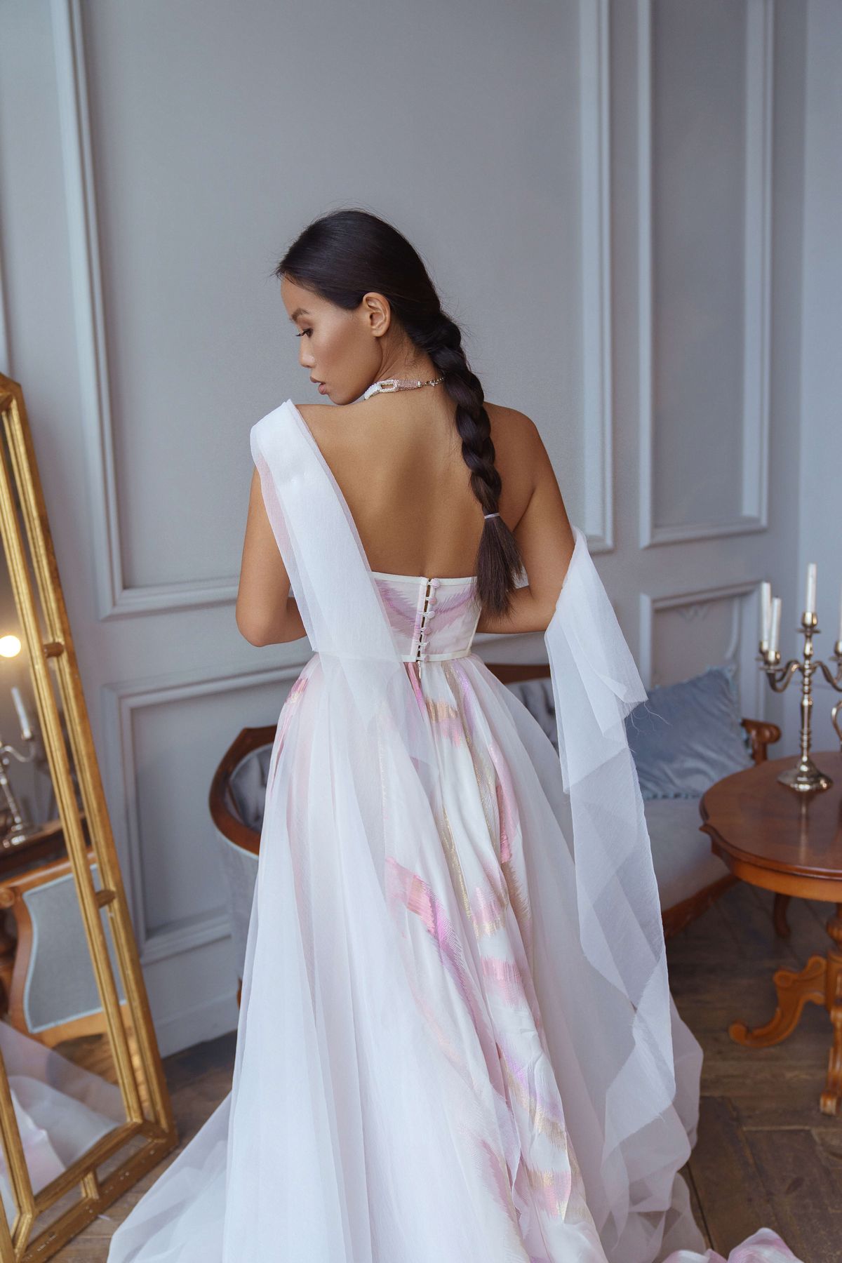 Multicoloured princess wedding dress Veronika by Rara Avis with a glittering A-line skirt and sweetheart top. 2