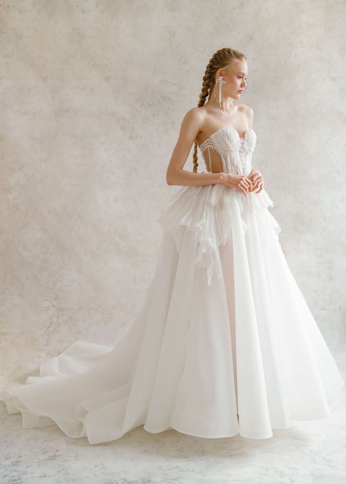 A-silhouette silk couture wedding dress by rara avis. 4