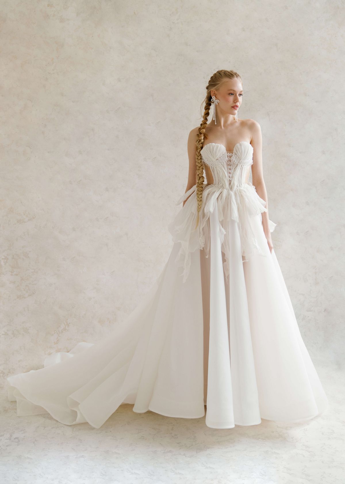 A-silhouette silk couture wedding dress by rara avis. 2