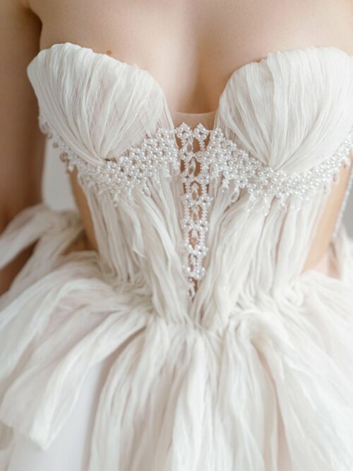 A-silhouette silk couture wedding dress by rara avis. 1